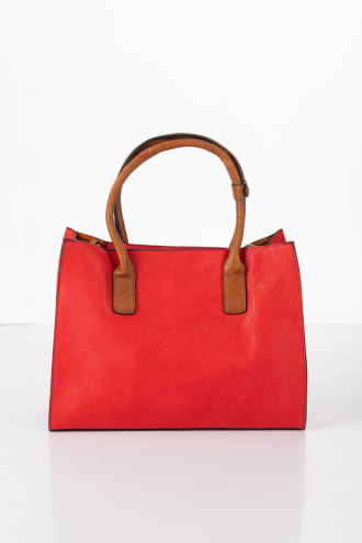 Дамска чанта от четири части в червено