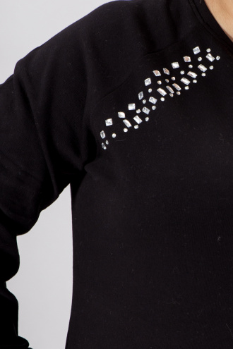 МАКСИ блуза в черно декорирана с кристали