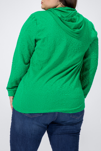 Макси блуза с качулка в зелено