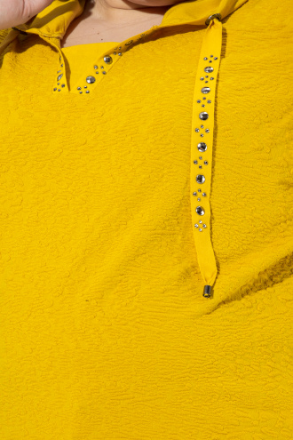 Макси блуза с качулка в жълто