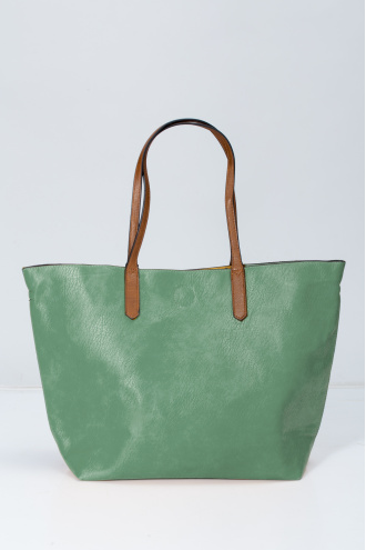 Дамска чанта в комплект от три части в зелено