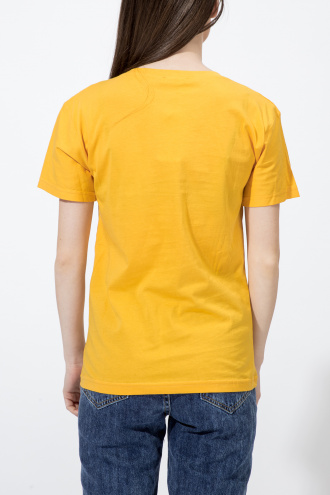Дамска тениска в жълто с щампа лица