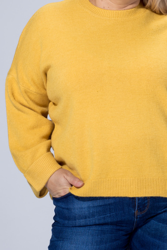МАКСИ топъл пуловер в цвят горчица