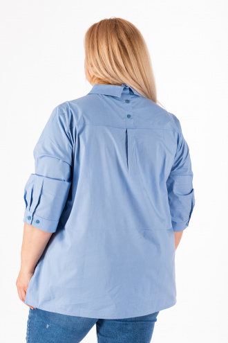 Макси блуза от памук в синьо