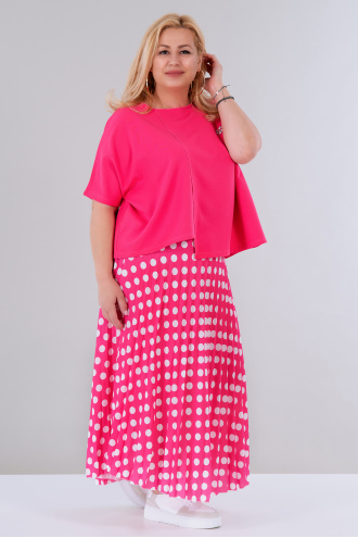 МАКСИ асиметрична блуза в розово с щампа врабче на клонка