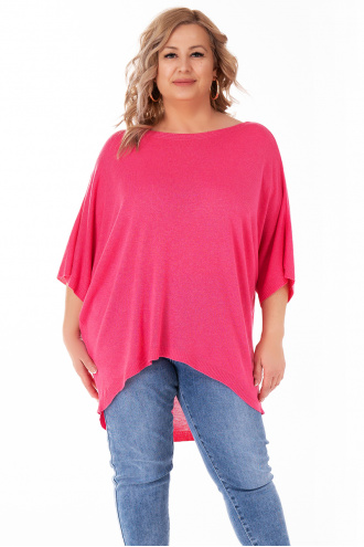 МАКСИ блуза от фино плетиво в розово с издължен гръб