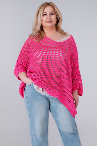 МАКСИ плетена мрежеста блуза в розово