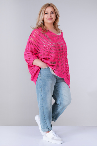 МАКСИ плетена мрежеста блуза в розово
