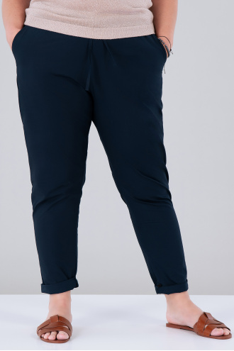 МАКСИ спортно-елегантен панталон от много тънък памук в тъмносиньо
