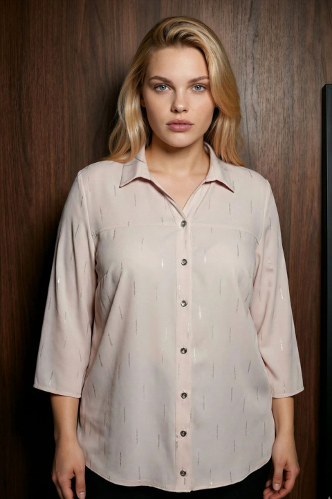 МАКСИ риза в бежово със златист принт