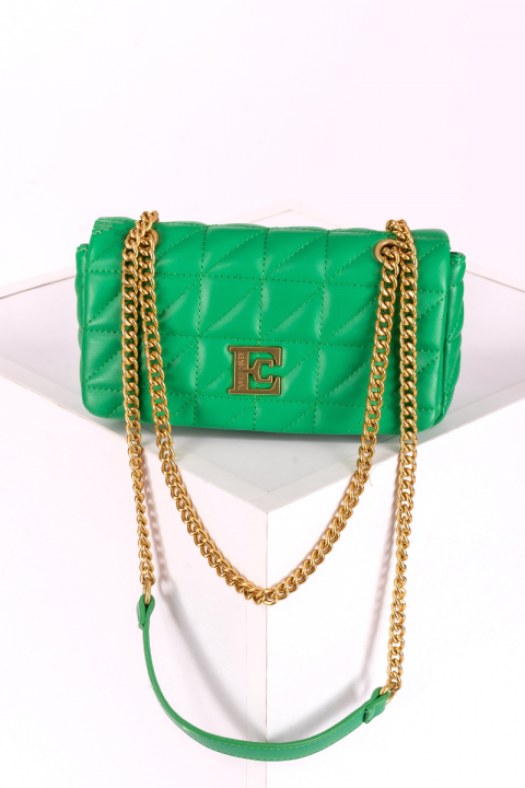 Дамска малка капитонирана чанта в зелено