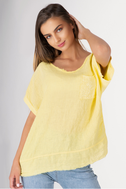 Дамска блуза от естествена материя в жълто