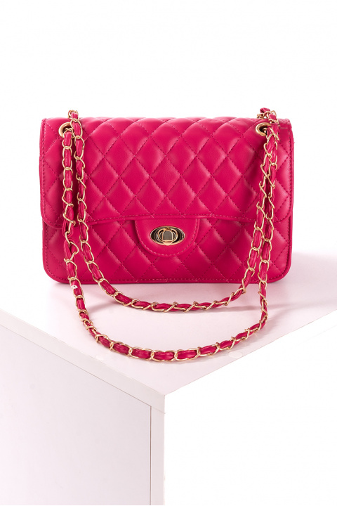 Малка дамска капитонирана чанта в цикламено розово