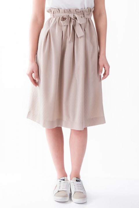 Миди пола от памук в бежово с релефни точки