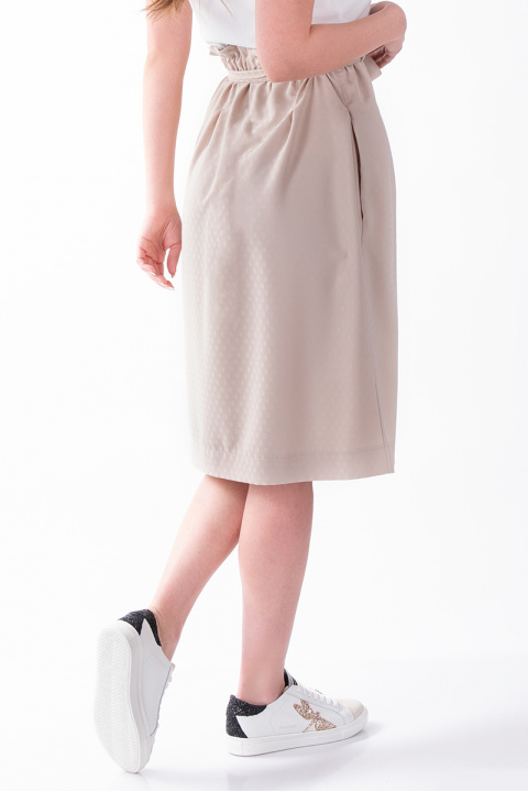 Миди пола от памук в бежово с релефни точки