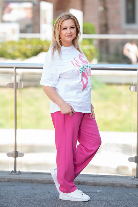 МАКСИ прав панталон в розово