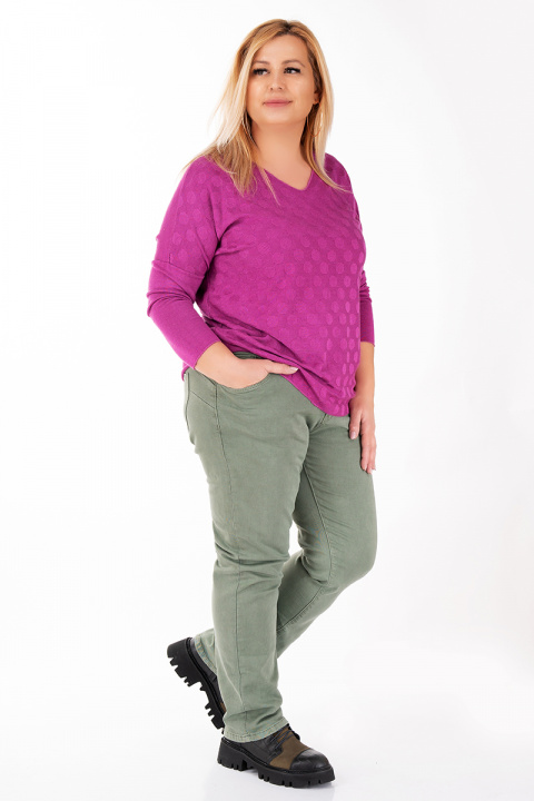 МАКСИ блуза в лилава циклама с принт релефни точки