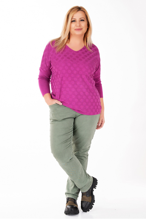 МАКСИ блуза в лилава циклама с принт релефни точки