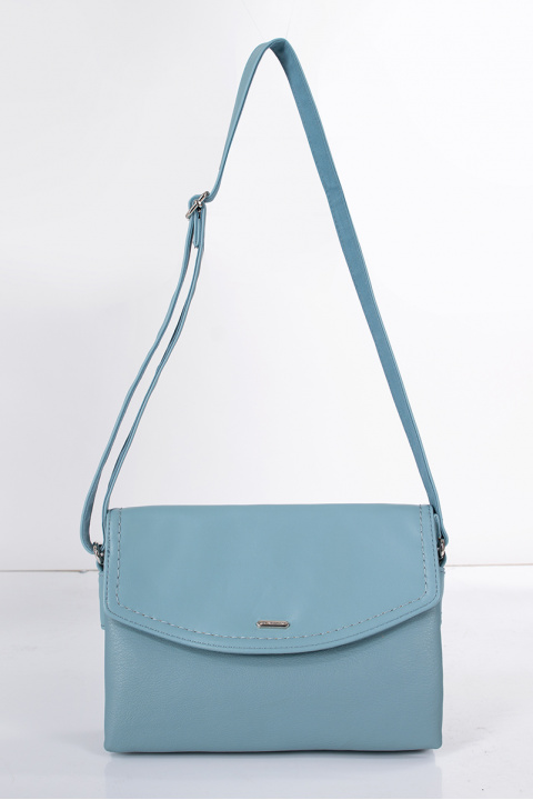 Дамска чанта с дълга дръжка в гълъбово синьо