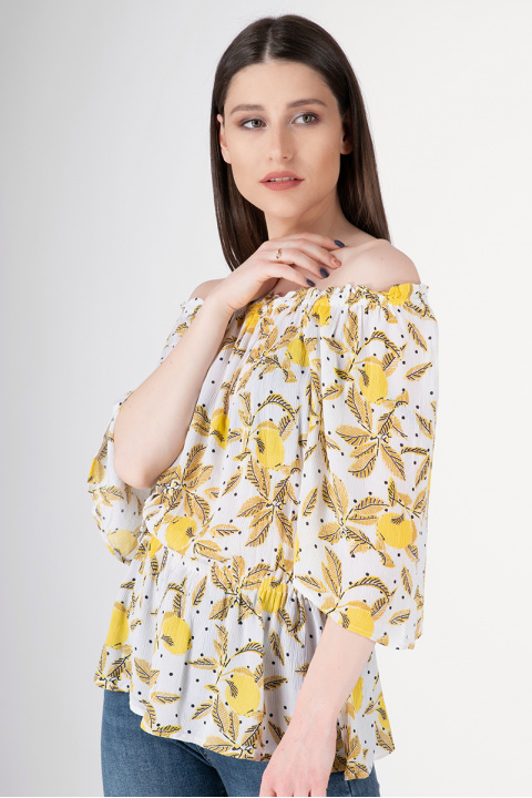Дамска блуза от кенар десен лимони