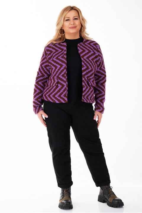 МАКСИ късо сако с вълна в лилаво и бордо