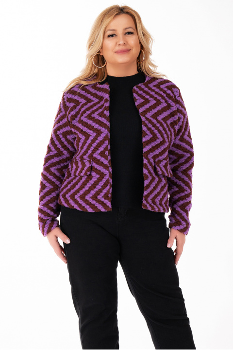 МАКСИ късо сако с вълна в лилаво и бордо