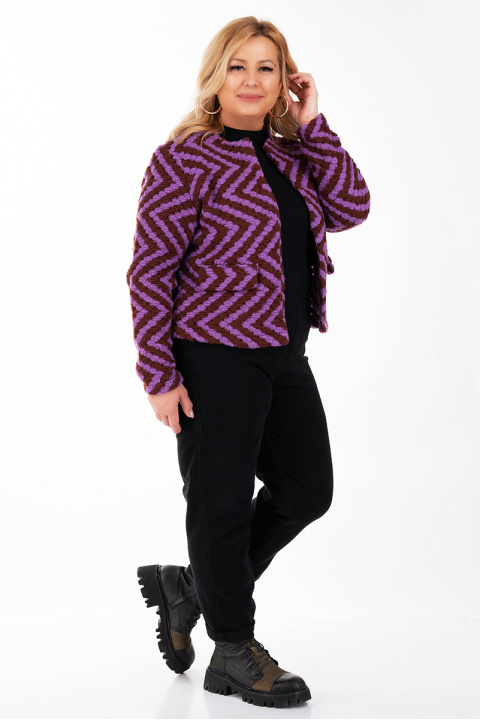 МАКСИ късо сако с вълна в лилаво и бордо