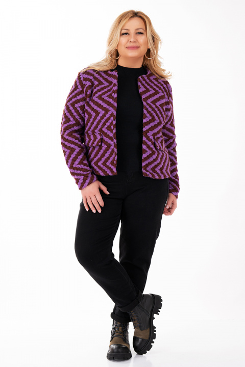 МАКСИ късо сако с вълна в лилаво и бордо