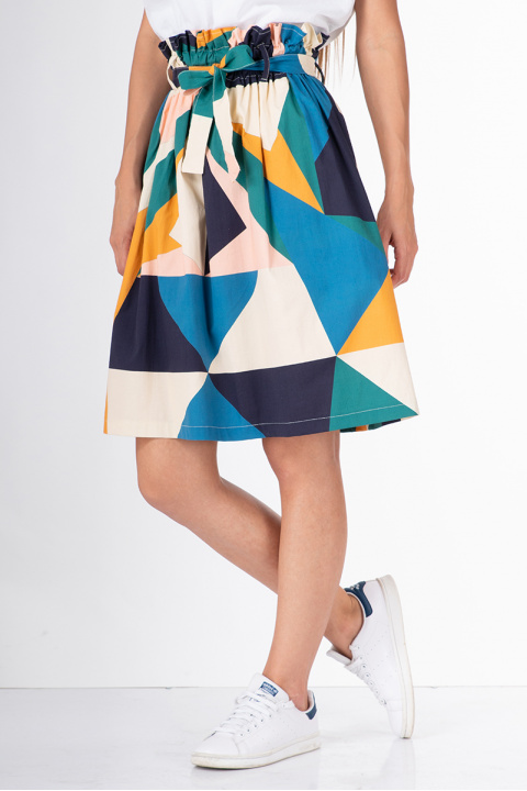 Дамска пола с многоцветни триъгълници