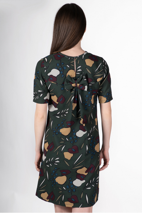 Рокля в цвят милитъри десен абстрактни плодове