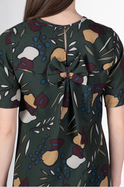 Рокля в цвят милитъри десен абстрактни плодове