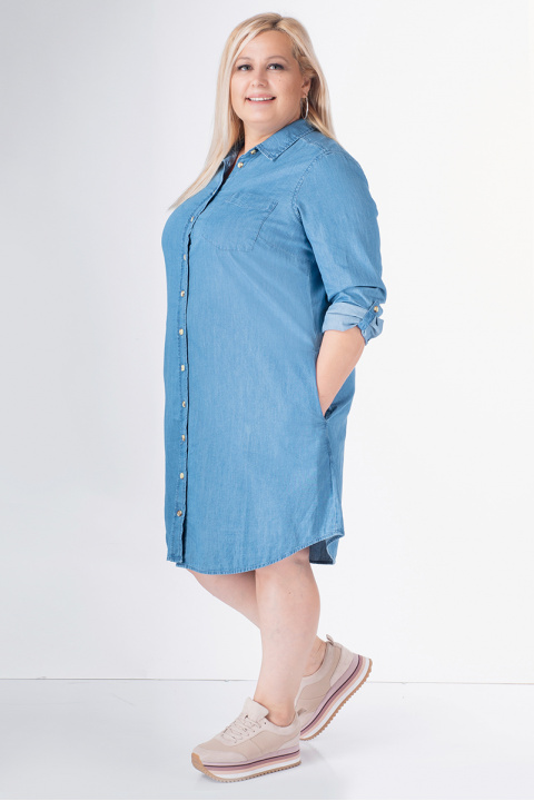 МАКСИ рокля от светло син тънък деним