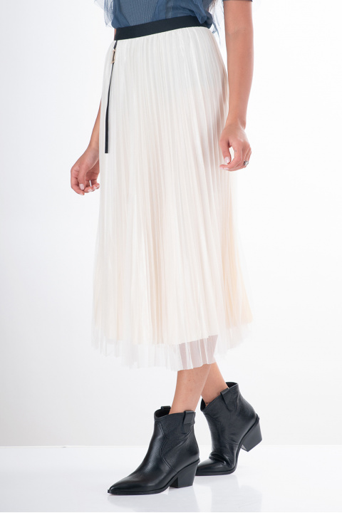 Пола солей в цвят екрю със сатинирана подплата и метален аксесоар