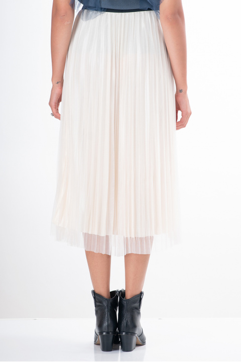 Пола солей в цвят екрю със сатинирана подплата и метален аксесоар