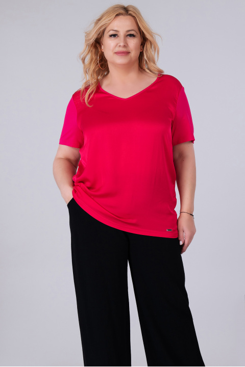 МАКСИ блуза в цикламено розово от фина материя