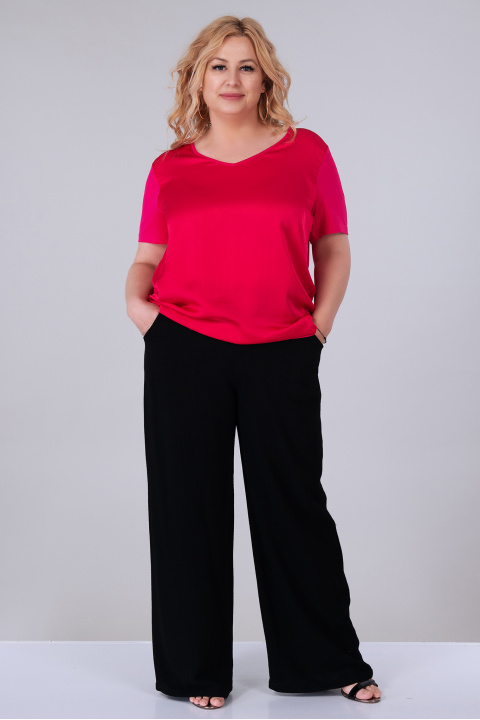 МАКСИ блуза в цикламено розово от фина материя