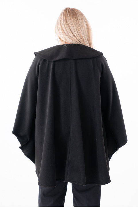 МАКСИ палто тип пелерина с джобове в черно