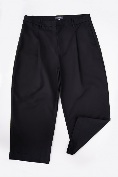 МАКСИ панталон от плътен памук в черно с басти