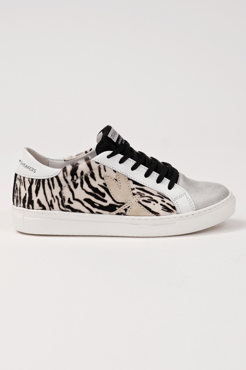 Classic Сneakers Zebra- Silver and Black