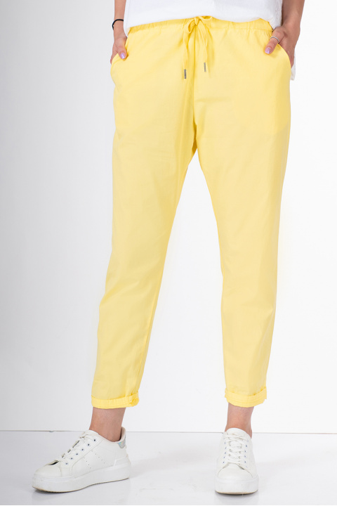 Дамски панталон от тънък памук в жълто