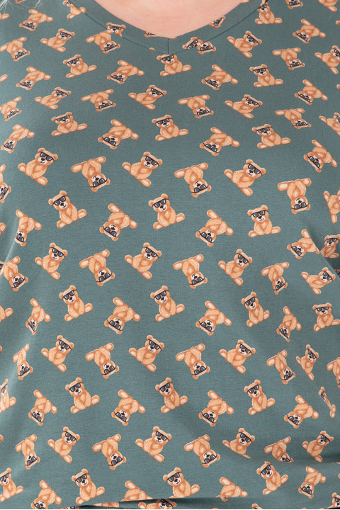 МАКСИ блуза в цвят милитъри с принт мечета с очила