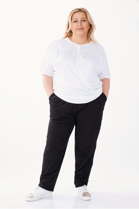 МАКСИ блуза в бяло с прилеп ръкав и платка с набор