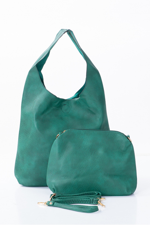 Дамска чанта тип торба 2в1 торба в зелено