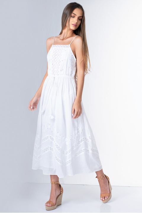 Дамска рокля от памук в бяло