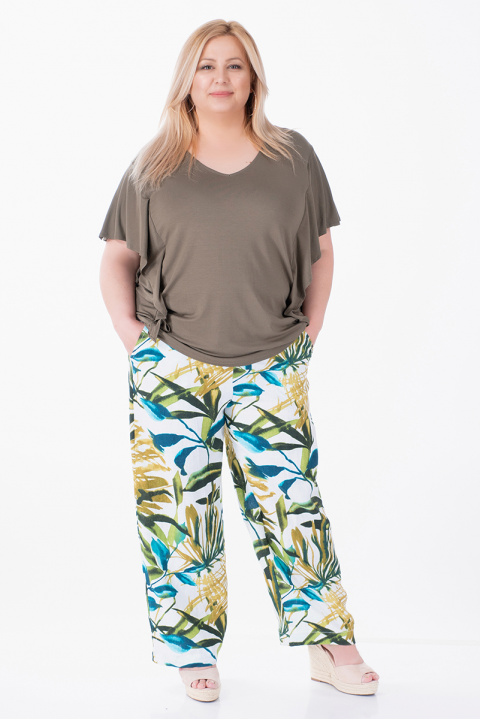 МАКСИ панталон 7/8 модел с зелен принт