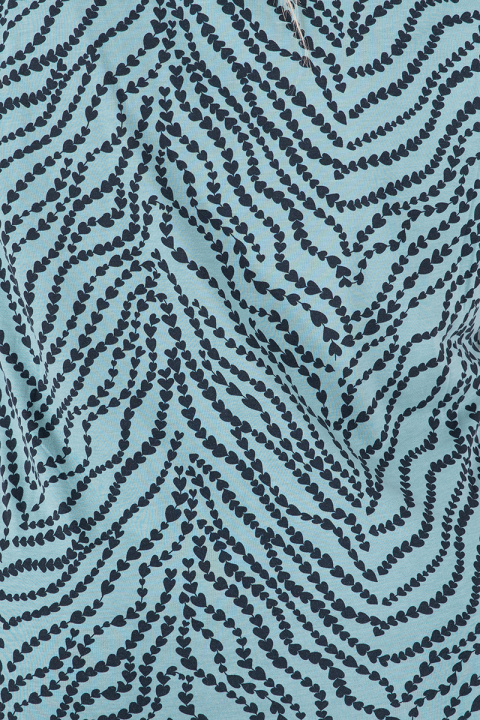 МАКСИ блуза в зелено със ситен принт черни сърца