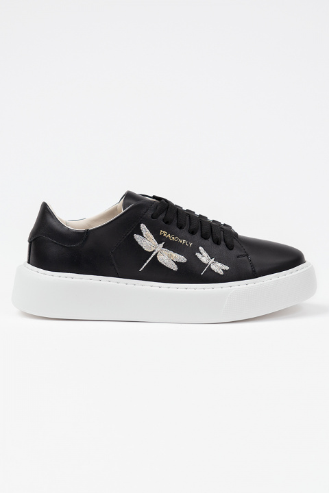 Black Hi Classic Sneakers with Two Embroideries