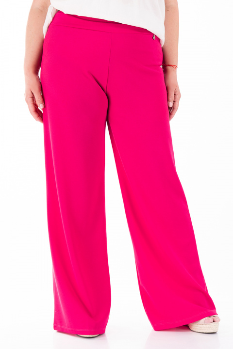 МАКСИ широк панталон в цикламено розово с ластик на талията