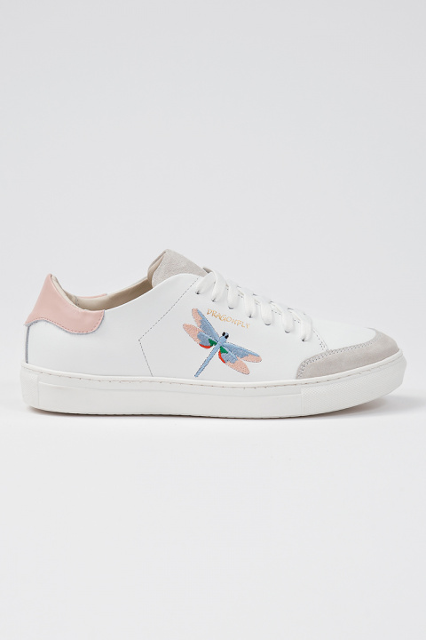 White Classic Sneakers with One Embroidery