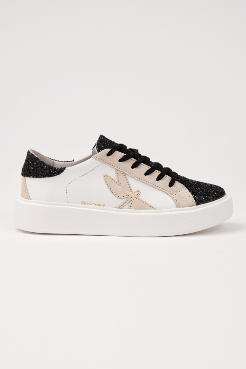 Hi Classic Sneakers - Black Glitter and Beige Suede